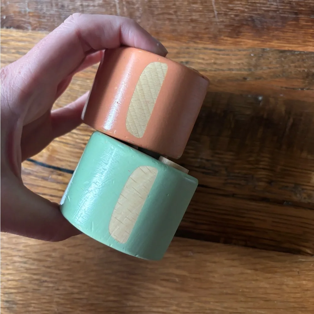 Wooden Toy Car Set - Peach and Mint - Unbranded